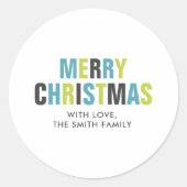 "Frohe Weihnachten" Frische und farbenfrohe Ferien Runder Aufkleber (Vorderseite)