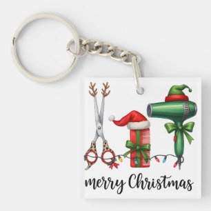 Frohe Weihnachten Friseur Festlicher Stylist Weihn Schlüsselanhänger