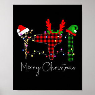 Frohe Weihnachten Friseur Lustiges Werkzeug Friseu Poster