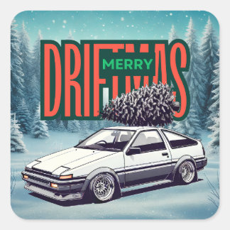 (Frohe Weihnachten) Frohe Driftmas - Hachiroku Quadratischer Aufkleber