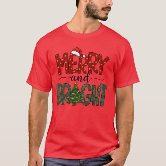Frohe Weihnachten Frohe und helle Weihnachtsfrauen T-Shirt (Vorderseite)