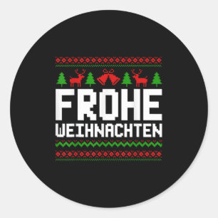 Frohe Weihnachten frohe Weihnachten auf Deutsch Fu Runder Aufkleber