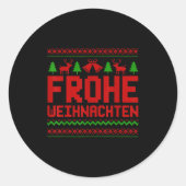 Frohe Weihnachten frohe Weihnachten auf Deutsch Fu Runder Aufkleber (Vorderseite)