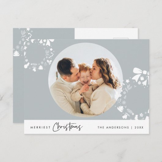 Frohe Weihnachten, frohe Weihnachten Familienfeier Postkarte (Vorne/Hinten)