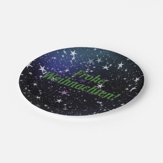 Frohe Weihnachten! Frohe Weihnachten im deutschen Pappteller (Schrägansicht)