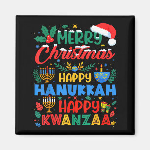 Frohe Weihnachten, frohes Chanukka und frohes Kwan Magnet