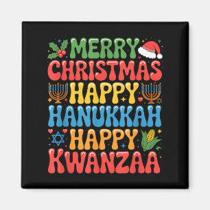 Frohe Weihnachten, frohes Chanukka und Kwanzaa-Zit Magnet