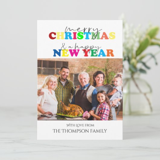 Frohe Weihnachten Frohes Neues Jahr 2025 Farbiges  (Stehend Vorderseite)