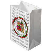 Frohe Weihnachten | Frohes Neues Jahr | Gingerbrea Mittlere Geschenktüte (Vorderseite Schrägansicht)