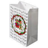 Frohe Weihnachten | Frohes Neues Jahr | Gingerbrea Mittlere Geschenktüte (Rückseite Schrägansicht)