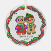 Frohe Weihnachten | Frohes Neues Jahr | Gingerbrea Ornament Aus Glas (Vorderseite)