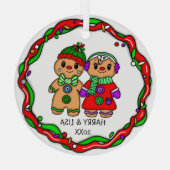 Frohe Weihnachten | Frohes Neues Jahr | Gingerbrea Ornament Aus Glas (Rückseite)