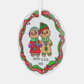 Frohe Weihnachten | Frohes Neues Jahr | Gingerbrea Ornament Aus Glas (Vorderseite links)