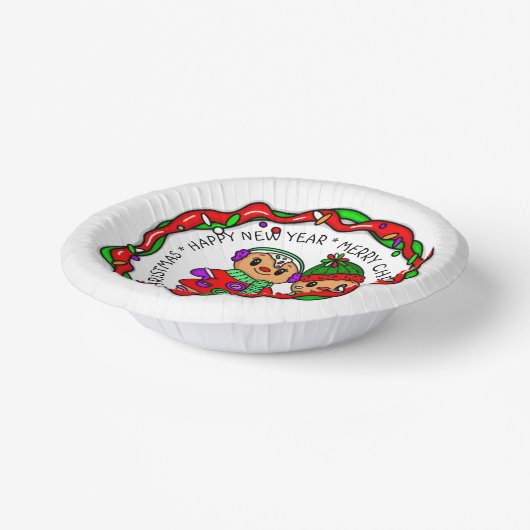 Frohe Weihnachten | Frohes Neues Jahr | Gingerbrea Pappteller (Gewinkelt)