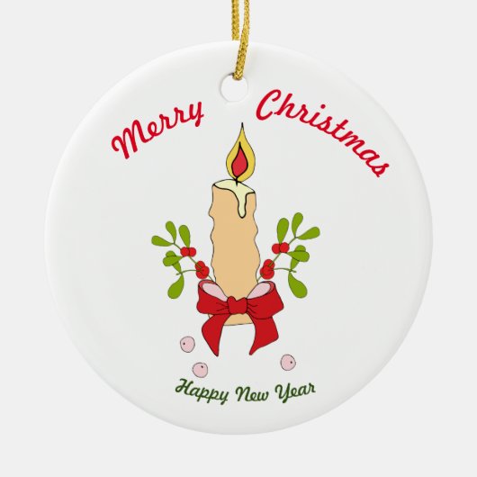 Frohe Weihnachten Frohes Neues Jahr Keramik Orname Keramik Ornament (Vorne)