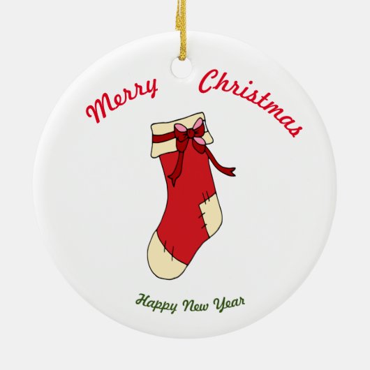 Frohe Weihnachten Frohes Neues Jahr Keramik Orname Keramik Ornament (Hinten)