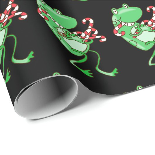 Frohe Weihnachten — Frosch, Candy Cane Xmas Geschenkpapier (Rolleneckpunkt)