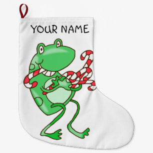 Frohe Weihnachten — Frosch, Candy Cane Xmas Großer Weihnachtsstrumpf