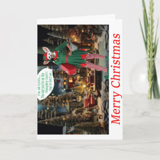 Frohe Weihnachten! Fuchs als Elf. Karte