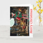 Frohe Weihnachten! Fuchs als Elf. Karte (Gelbe Blume)