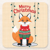 Frohe Weihnachten, Fuchs! Rechteckiger Pappuntersetzer (Vorderseite)
