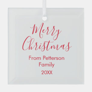 Frohe Weihnachten fügen Familienname Jahr einfach Ornament Aus Glas