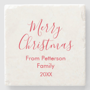 Frohe Weihnachten fügen Familienname Jahr einfach Steinuntersetzer