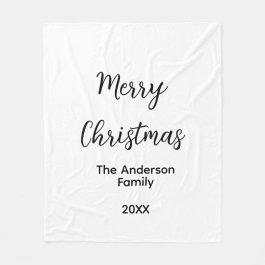Frohe Weihnachten fügen Familienname Jahr Text cus Fleecedecke (Vorderseite)