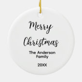 Frohe Weihnachten fügen Familienname Jahr Text cus Keramik Ornament (Hinten)
