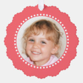 Frohe Weihnachten fügen Foto Familiennamen pink Ornament Karte (Vorderseite)