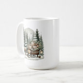 Frohe Weihnachten fügen Mongramm RentierSchlitten Kaffeetasse (Vorderseite Links)