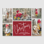 Frohe Weihnachten fünf Fotos Magnetkarte (Vorderseite)