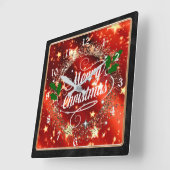 Frohe Weihnachten, funkeln und Glitzer aussehen, G Quadratische Wanduhr (Winkel)