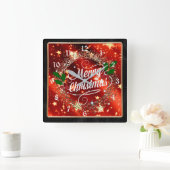 Frohe Weihnachten, funkeln und Glitzer aussehen, G Quadratische Wanduhr (Zuhause)