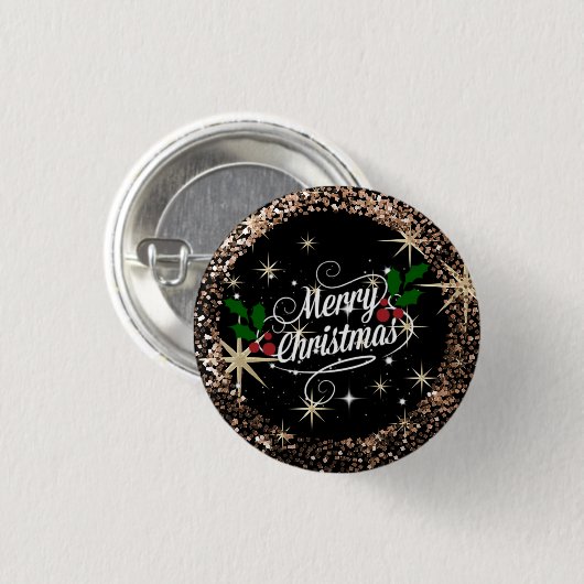 Frohe Weihnachten, Funkeln und Glitzer Button (Vorne & Hinten)