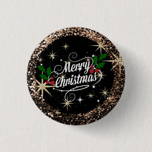 Frohe Weihnachten, Funkeln und Glitzer Button