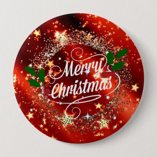 Frohe Weihnachten, Funkeln und Glitzer Button (Vorderseite)