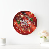Frohe Weihnachten, Funkeln und Glitzer Große Wanduhr (Zuhause)