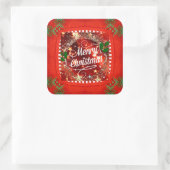 Frohe Weihnachten, Funkeln und Glitzer in Rot Quadratischer Aufkleber (Tasche)