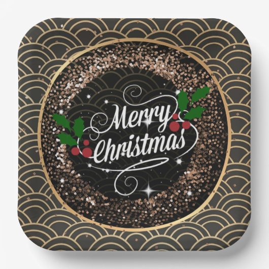 Frohe Weihnachten, Funkeln und Glitzer, Papiertüte Pappteller (Vorderseite)