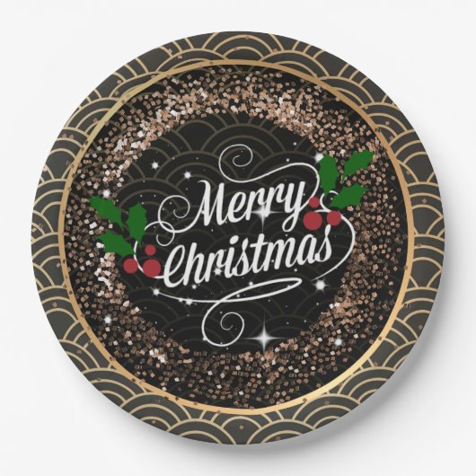 Frohe Weihnachten, Funkeln und Glitzer, Pappteller (Vorderseite)