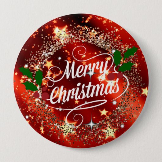 Frohe Weihnachten funkeln und leuchten Button (Vorderseite)