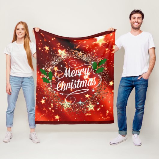 Frohe Weihnachten funkeln und leuchten Fleecedecke (Beispiel)