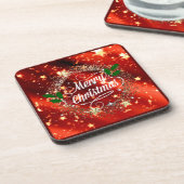 Frohe Weihnachten funkeln und leuchten Getränkeuntersetzer (Linke Seite)