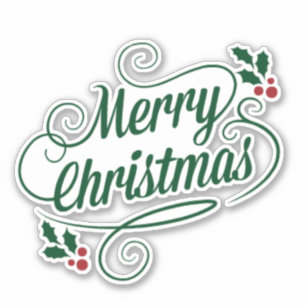 Frohe Weihnachten funkeln und leuchten grüner Text Aufkleber