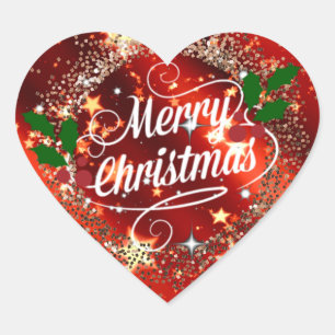 Frohe Weihnachten funkeln und leuchten Herz-Aufkleber