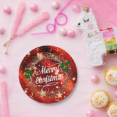 Frohe Weihnachten funkeln und leuchten Pappteller (Party)