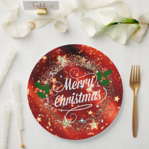 Frohe Weihnachten funkeln und leuchten Pappteller