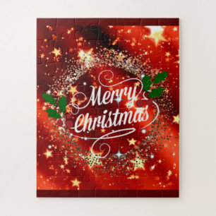 Frohe Weihnachten funkeln und leuchten Puzzle