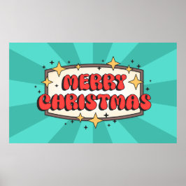 Frohe Weihnachten funky text, groovy retro Cartoon Poster